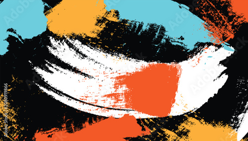 Canvastavla Closed eye illustration with textured brushstrokes and vibrant orange and black