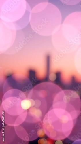 A Vibrant Fusion of Bokeh Lights Capturing the Essence of Urban Dusk, Blending Soft Colors with a Dreamy Background of City Skylines and Twilight Atmosphere