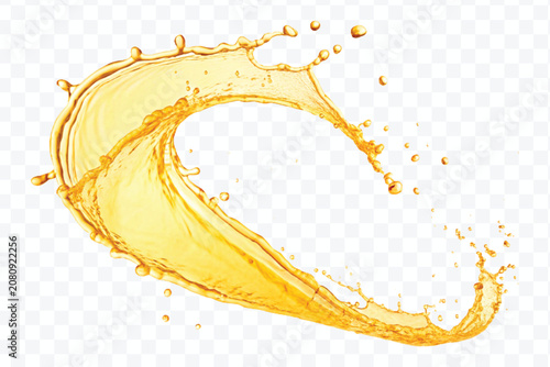 Εκτύπωση καμβά abstract orange or mango juice splashes in curve style isolated on white backgro