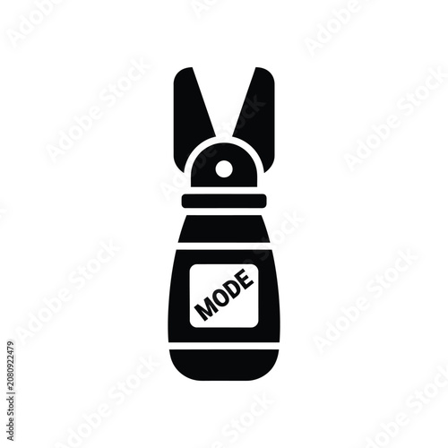 Stylized Aerosol Can with Mode Label in Minimalist Design Against White Background