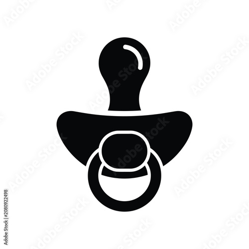 Baby pacifier silhouette on white background with clean design for infant care concepts
