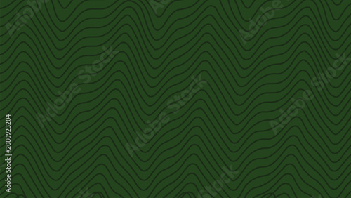 Abstract dark green wavy lines background with minimalist topographic pattern vector
