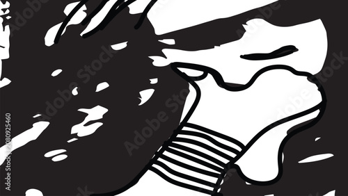 Monochromatic graphic pattern with bold organic shapes and stripes