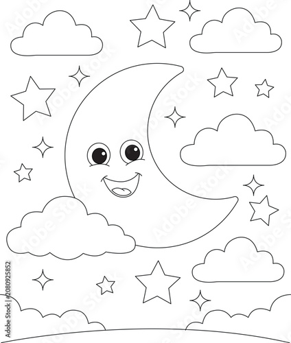 Cute Moon coloring page for kids