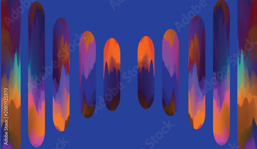 Abstract vertical capsule shapes with colorful fluid gradient background