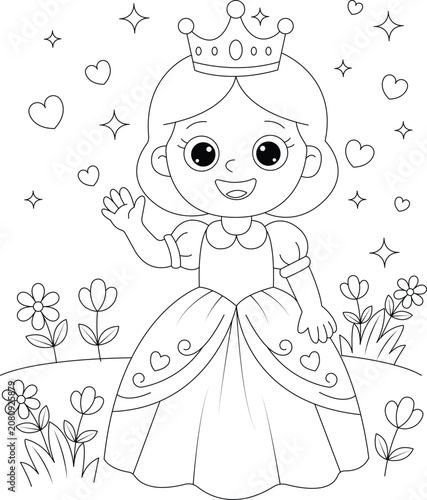 Cute Queen coloring page for kids