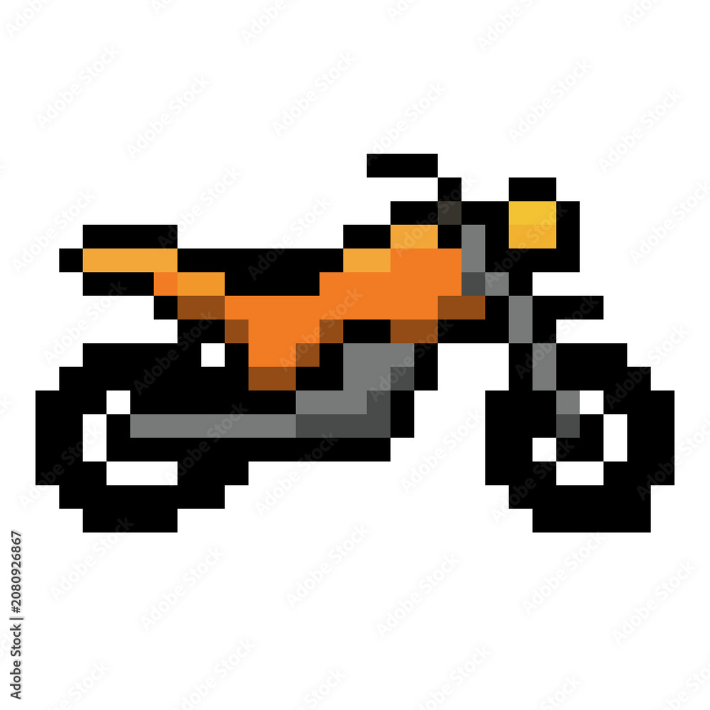 Fototapeta premium 8-bit retro pixel style racing motorbike icon