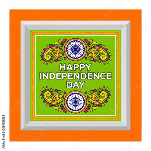 Celebrating Independence Day with Indian Flag Colors and Traditional Decorative Floral Patterns