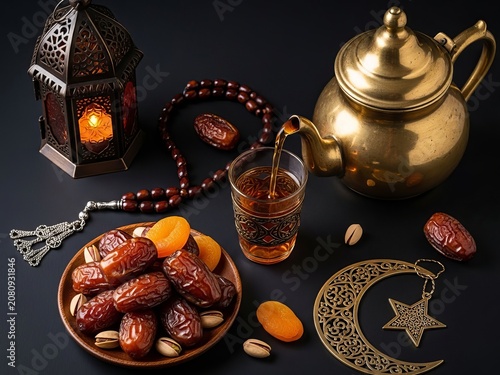 Ramadan setting with traditional elements