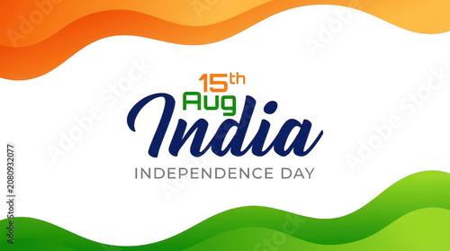 Celebrating India Independence Day with Saffron White and Green Wavy Background Graphic Design