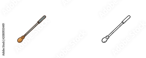 Canvastavla Cartoon illustrations of glassblowing blowpipe tool with wooden handle in flat c