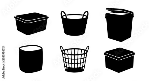 Foto Storage Containers Vector Icons: Baskets, Tubs, Boxes for Organization and Home