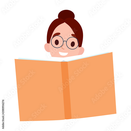 Woman Wearing Glasses Reading a Book, Book Club, Literature Lover and Education