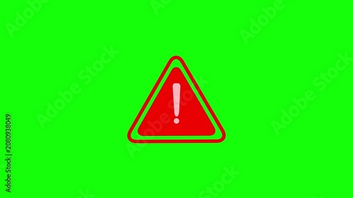Warning Sign Pulsating On Green Screen Three Frame Sequence