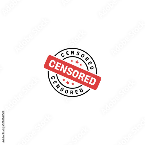 Quadro su tela Censored stamp seal with red banner and stars