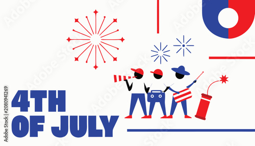 USA bold typographic flag badge vector, flat modern 4th of July independence day patriotic emblem