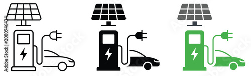 Obraz na plátně Professional vector illustration of electric vehicle charging stations powered b