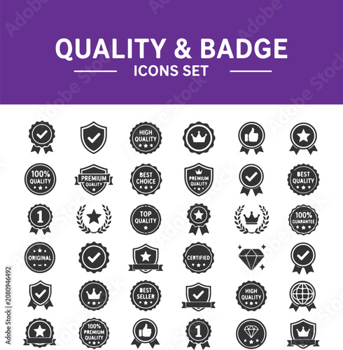 Monochrome and badge set, 30 black and white certification