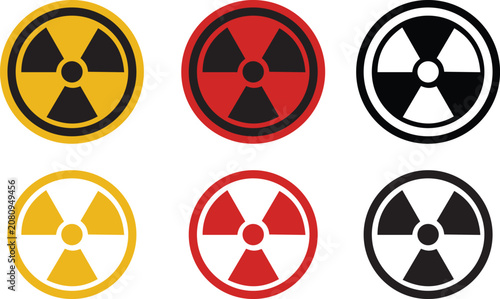Photos Radiation symbol icon set collection with nuclear hazard warning signs in black