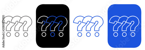 Question marks in line during digital design exploration against white background