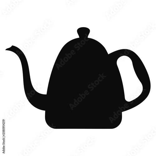Fotografija Black silhouette of a gooseneck kettle for coffee brewing