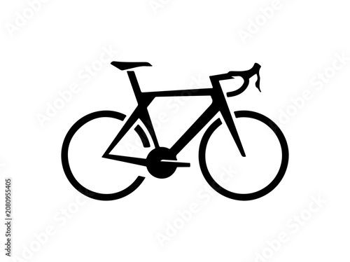 Road bike, bicycle icon, cycling symbol, black vector