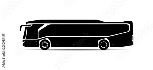 Black bus silhouette, vector illustration, transportation icon, travel symbol