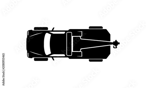 Black car, vehicle silhouette, top view, car icon, automotive illustration