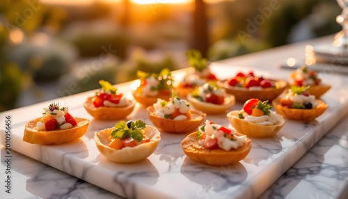Elegant appetizer selection for catering event, premium presentation