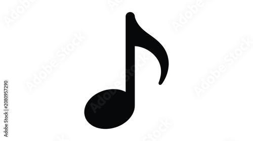 Фотография Single eighth note musical symbol black silhouette