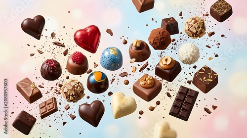 Assorted colorful chocolate truffles and sweets