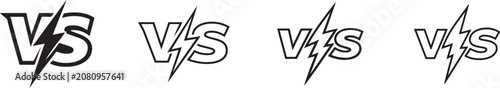 Foto Versus VS letters with lightning bolt outline and gradient style for gaming, battles, sports, and branding