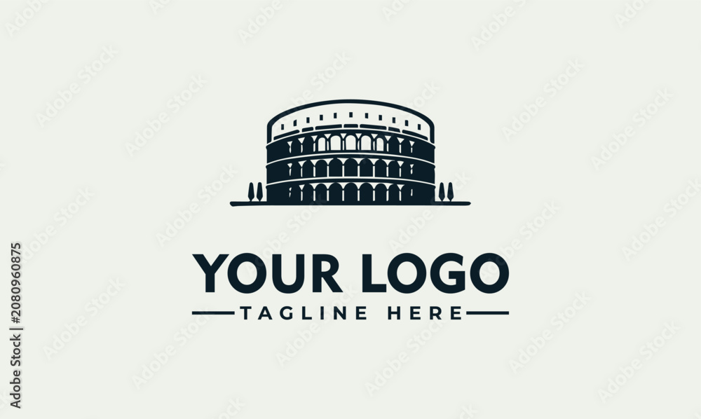 Fototapeta premium Timeless Roman Amphitheater Vector Logo Illustration for Cultural History Branding Template