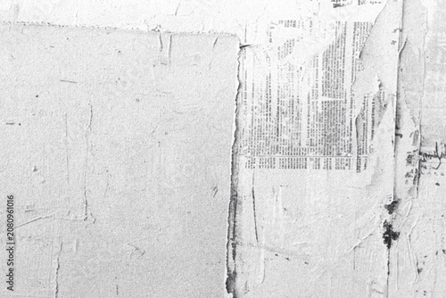 Vintage White Paper Background with Distressed Newspaper Collage Texture