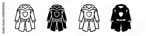 Quadro su tela Medieval tunic and robe icons in four distinct styles including outline, solid, and hand-drawn