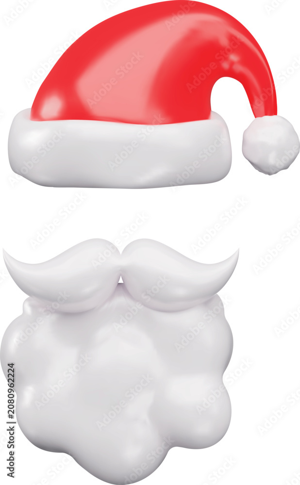Obraz premium A 3D emoji featuring a red hat and white beard with a Santa Claus mustache.