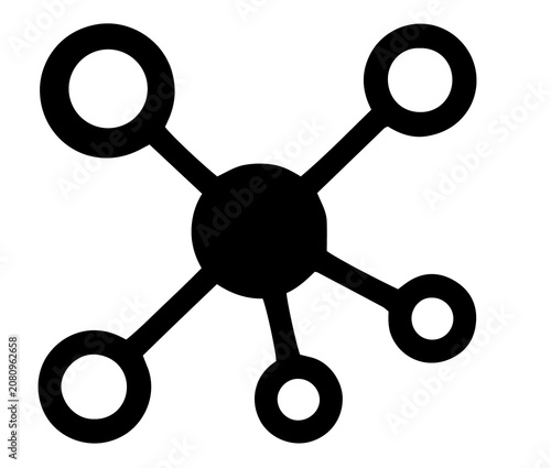 Canvastavla Central hub network diagram icon showing interconnected data nodes with connecti