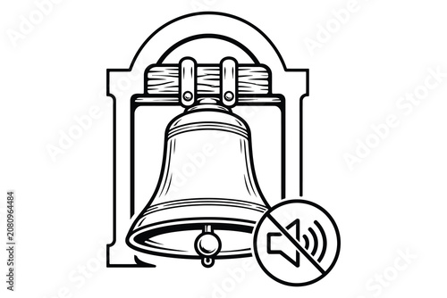 Bilde på lerret Silenced bell icon with prohibition symbol
