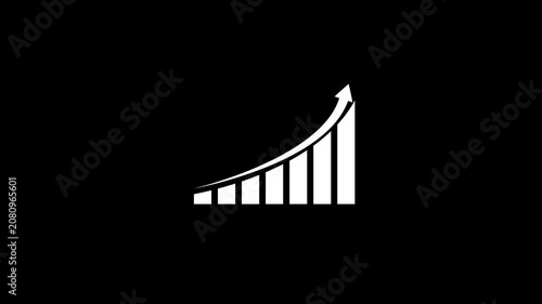 Business growth concept in graph chart showing marketing sales profit increasing to future target on black background. 4k video 