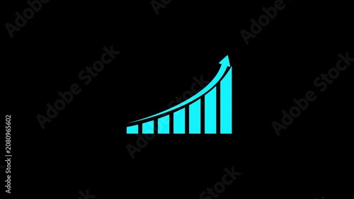 Business growth concept in graph chart showing marketing sales profit increasing to future target on black background. 4k video 