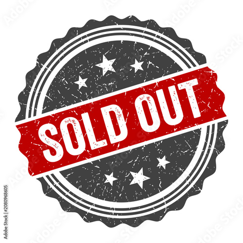 Grunge rubber stamp with sold out text on distressed background
