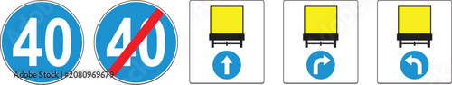 Foto Speed limit 40 with truck height restriction icons