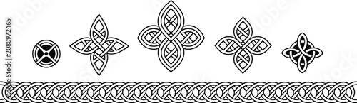 Celtic borders, and headers, medieval knotwork frames, interlaced ornaments, traditional decorative borders, vintage line elements, classic design.