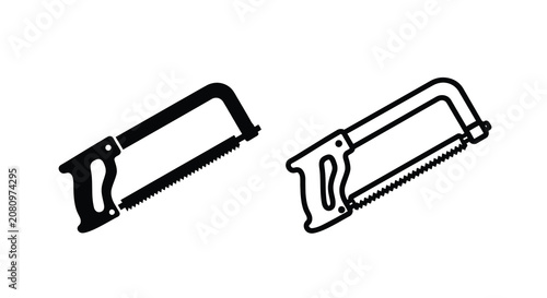 Obraz na płótnie Hacksaw Tool Silhouette In Black And White Line Art