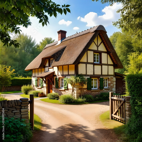 Traditional Thatched‑Roof Cottage in Rural Germany