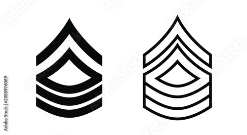 Cuadro en lienzo Military chevrons insignia two rank symbols in black silhouette