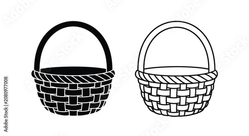 Foto Two Woven Baskets Black And White Silhouette