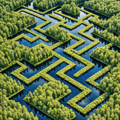 Aerial View of Geometric Wetland Patterns in Germany