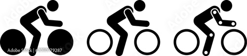 Foto Cyclist icon set showing progression of bicycle design in minimalist style