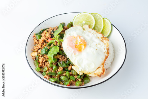 Thai Basil Stir-Fried Minced Meat with Rice and Fried Egg